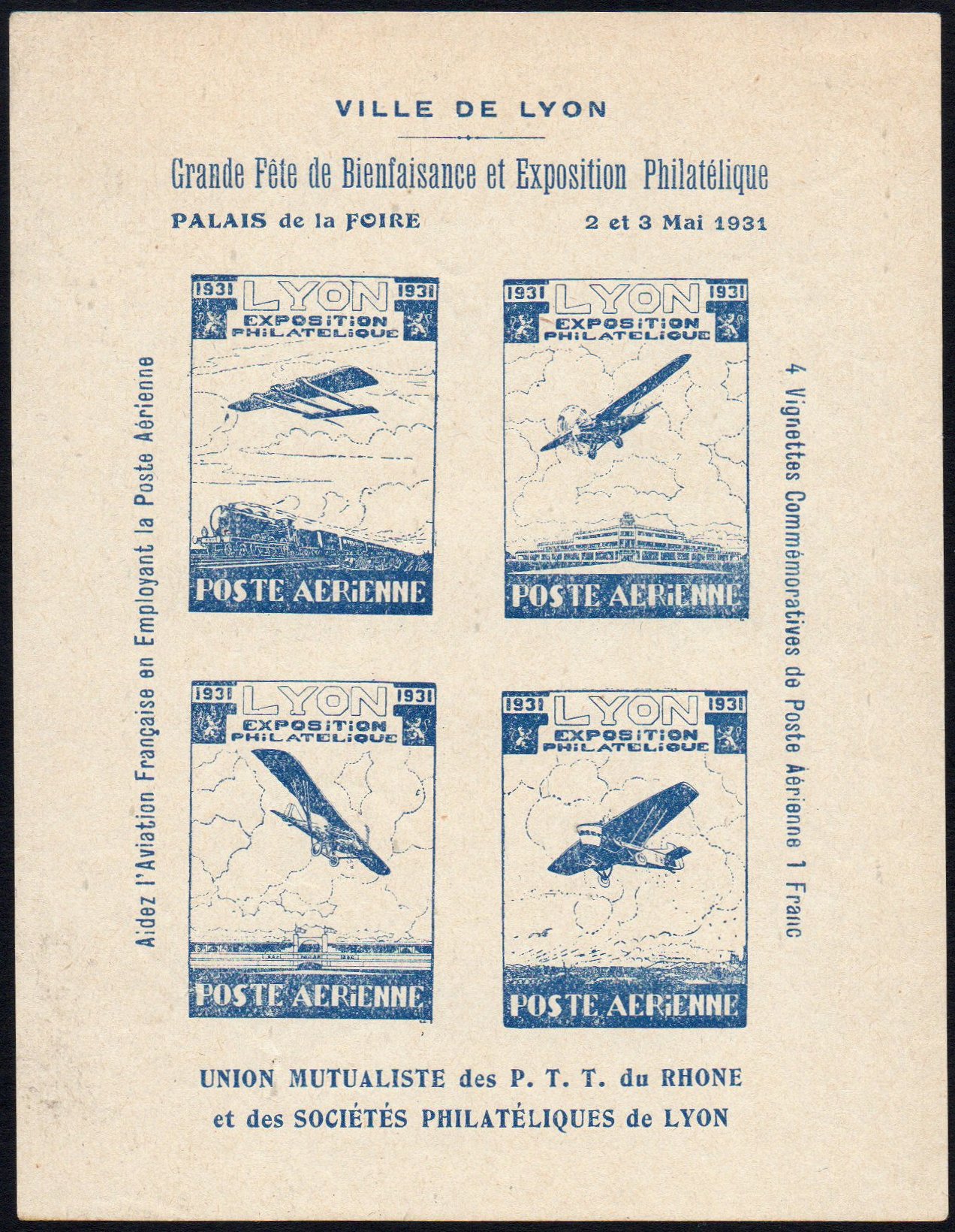 France : Lyon : Vignettes Cinderella Exposition Philatelique Train / Ship / Aircraft